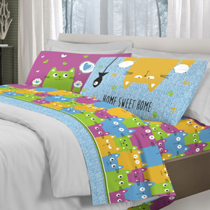 Completo letto happycat multicolor 100% cotone
