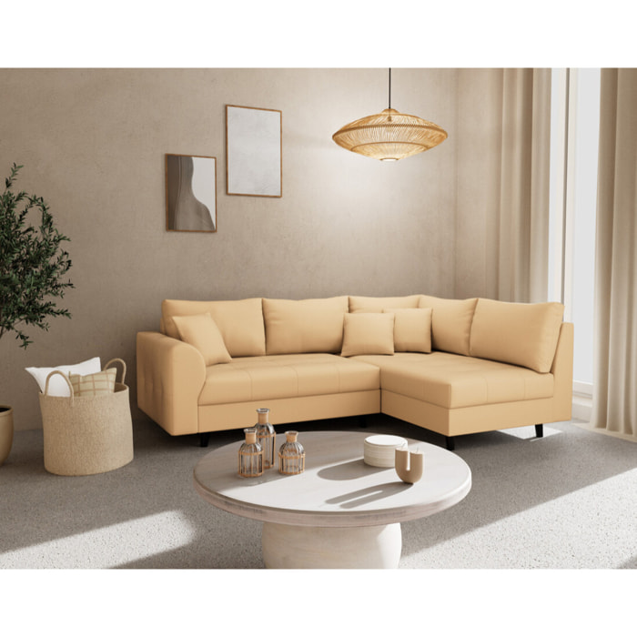 Rune - canapé d'angle droit 4 places en simili - Gris