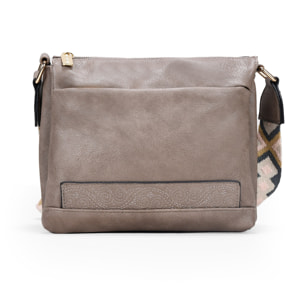 Bolso bandolera taupe con asa étnica