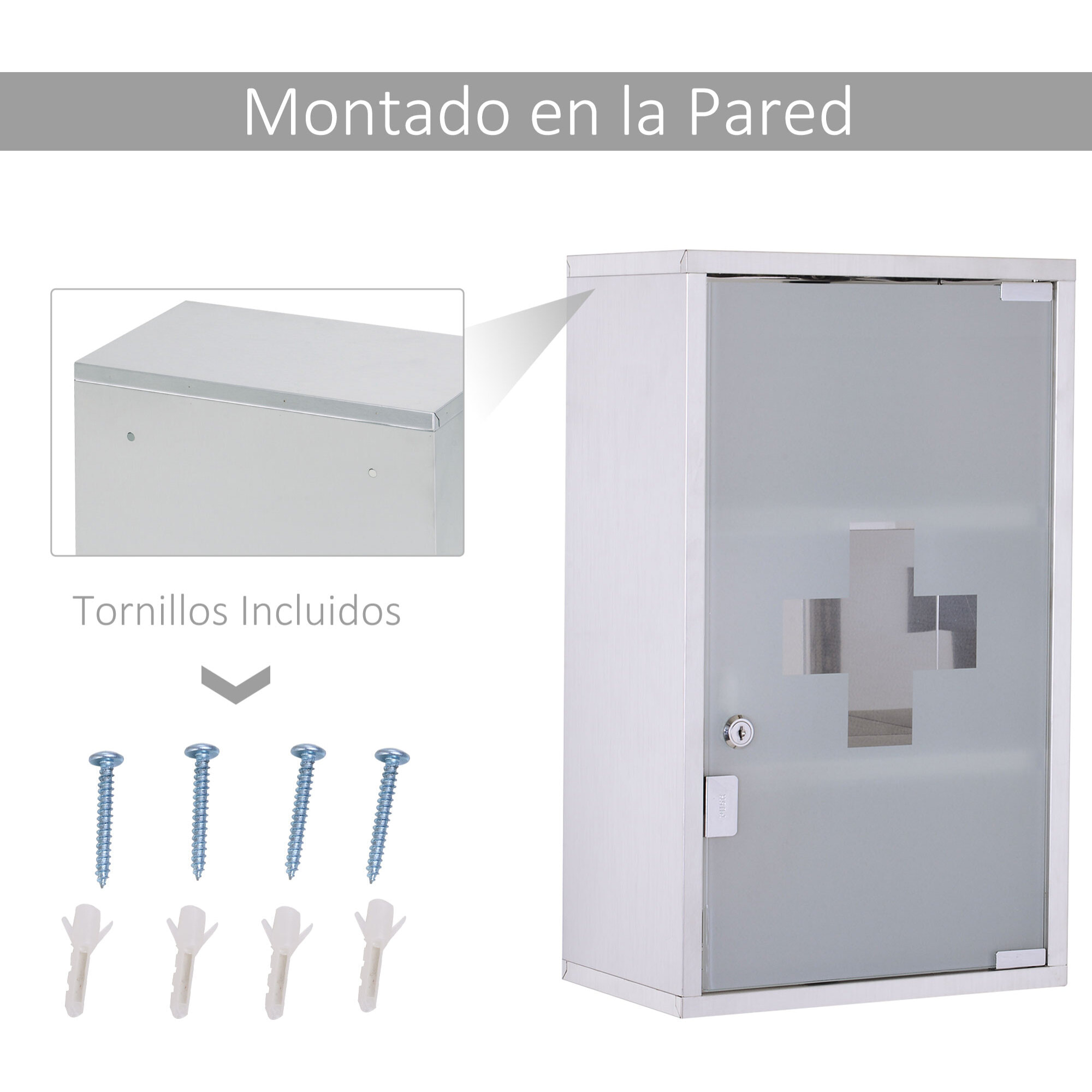 Armario botiquín Acero Inoxidable Armario Primeros Auxilios con Cerradura