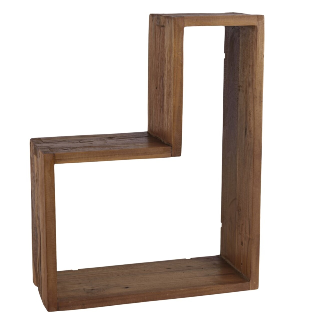 SIXTINE - Étagère murale marron forme 'L' 1 niche bois teck recyclé