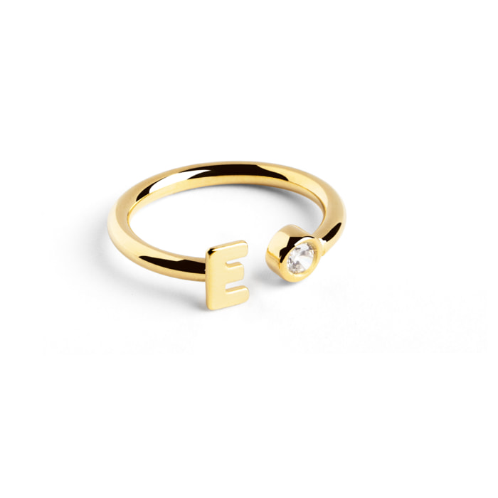 Anillo Personalizado Letter Spark Plata Baño Oro