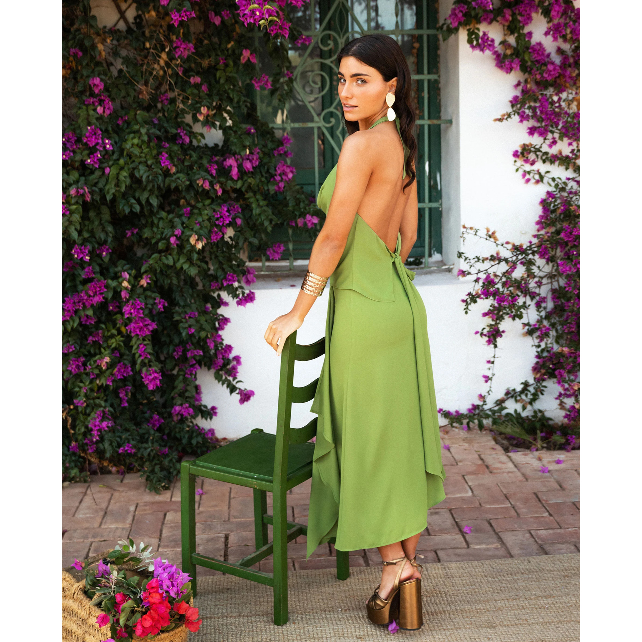 Falda midi con drapeado