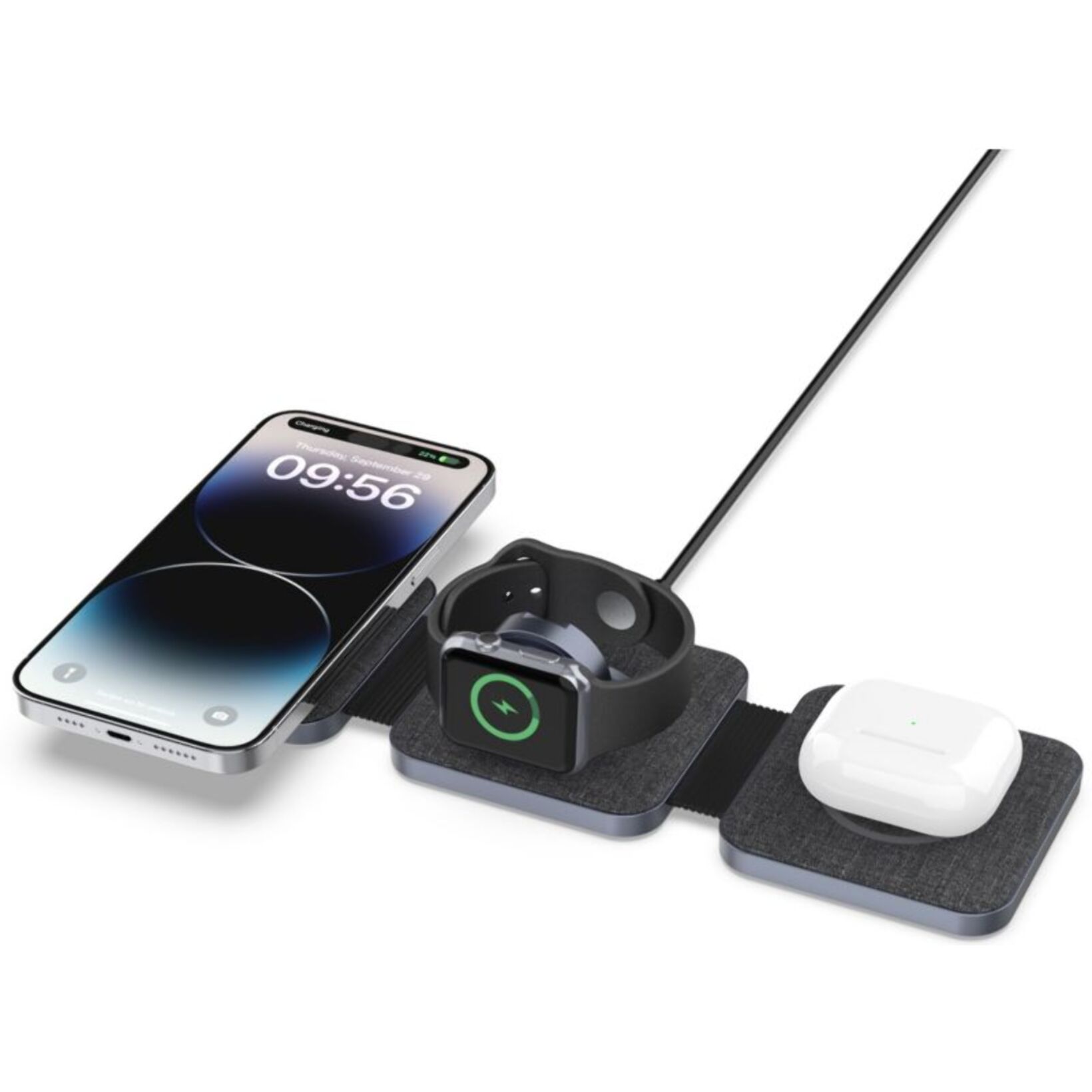 Chargeur ADEQWAT sans fil MagSafe 3 en 1 plat pliable 15W