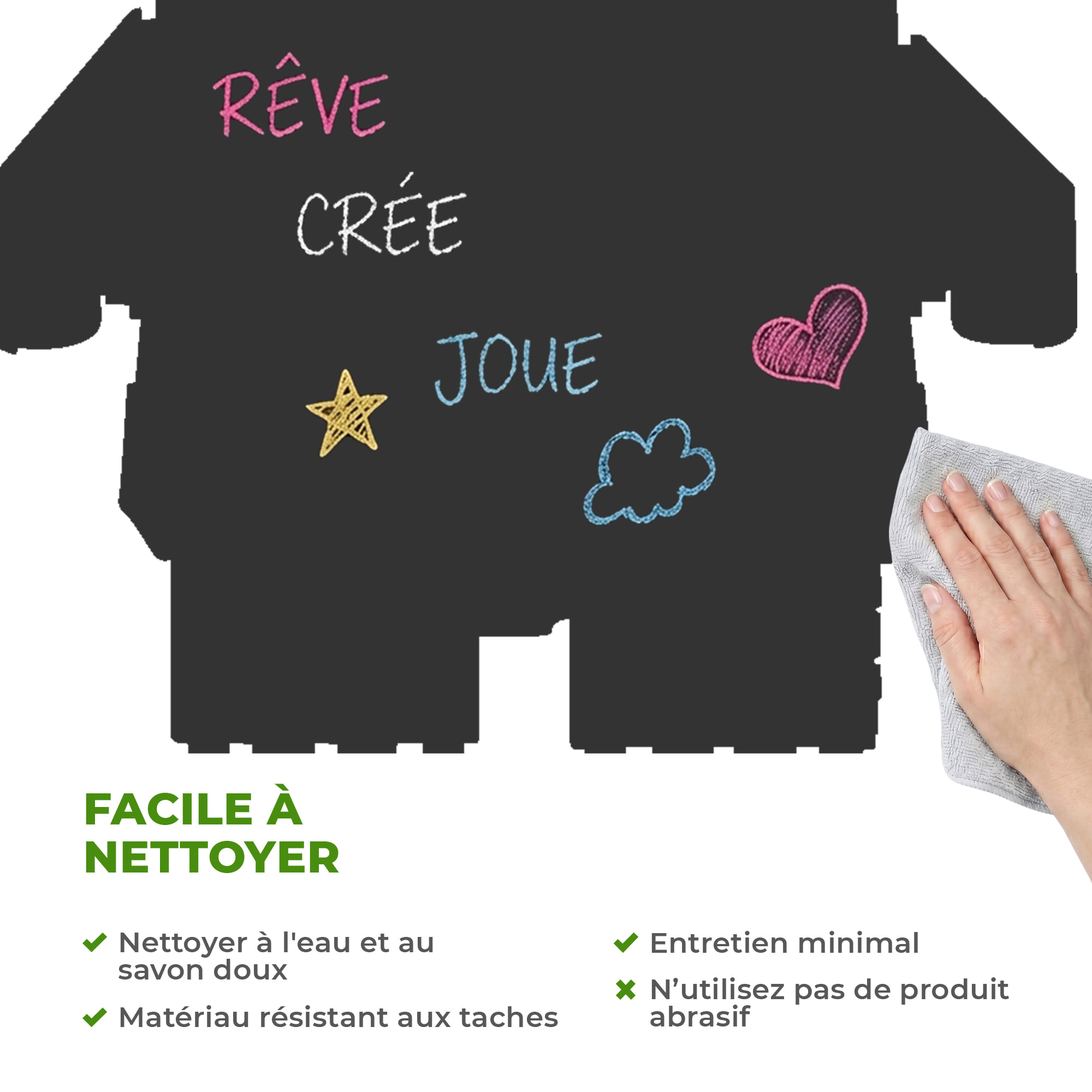 Sticker ardoise tableau noir - stickers muraux adhésif effaçable - SILHOUETTE ROBOT
