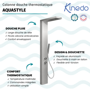 Colonne de douche thermostatique KINEDO Aquastyle inox brossé