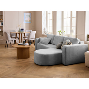 Miro - canapé d'angle réversible - 4 places - convertible avec coffre - en velours texturé - Gris