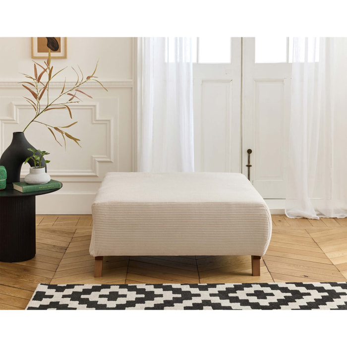 Cristal - pouf modulable - 95 cm - en velours côtelé - Beige