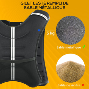 Gilet lesté de 5 Kg réglable - veste lestée de sport - poche de rangement intégré - oxford noir