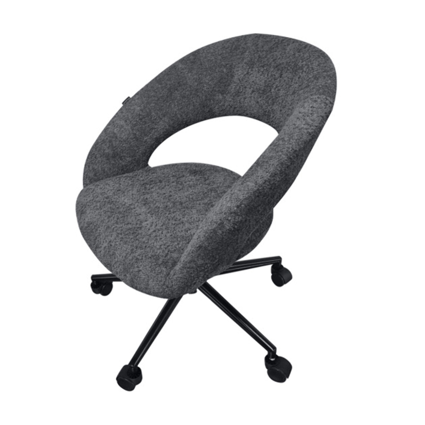 Fauteuil de bureau pivotant 360° tissu bouclette et roulettes - LEON