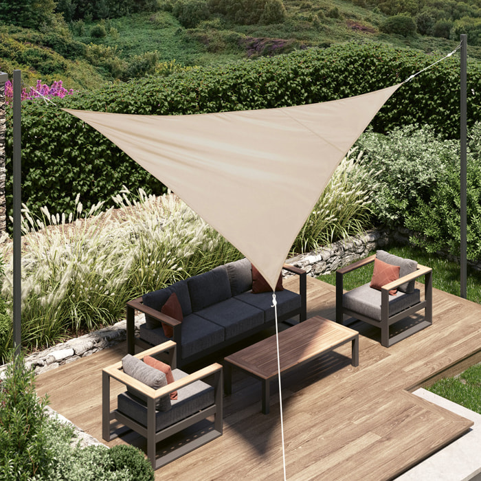 Voile d'ombrage triangulaire "Curacao" blé 3 x 3 x 3m en polyester