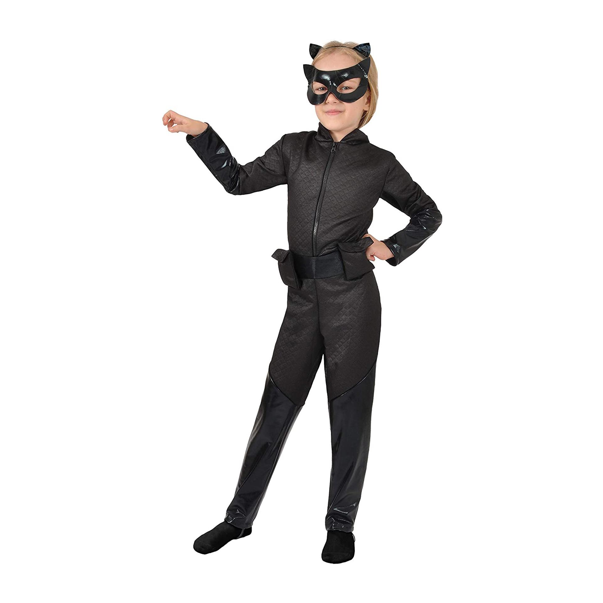 Costume Completo Catwoman Cintura Maschera Originale Dc Comics Bambina