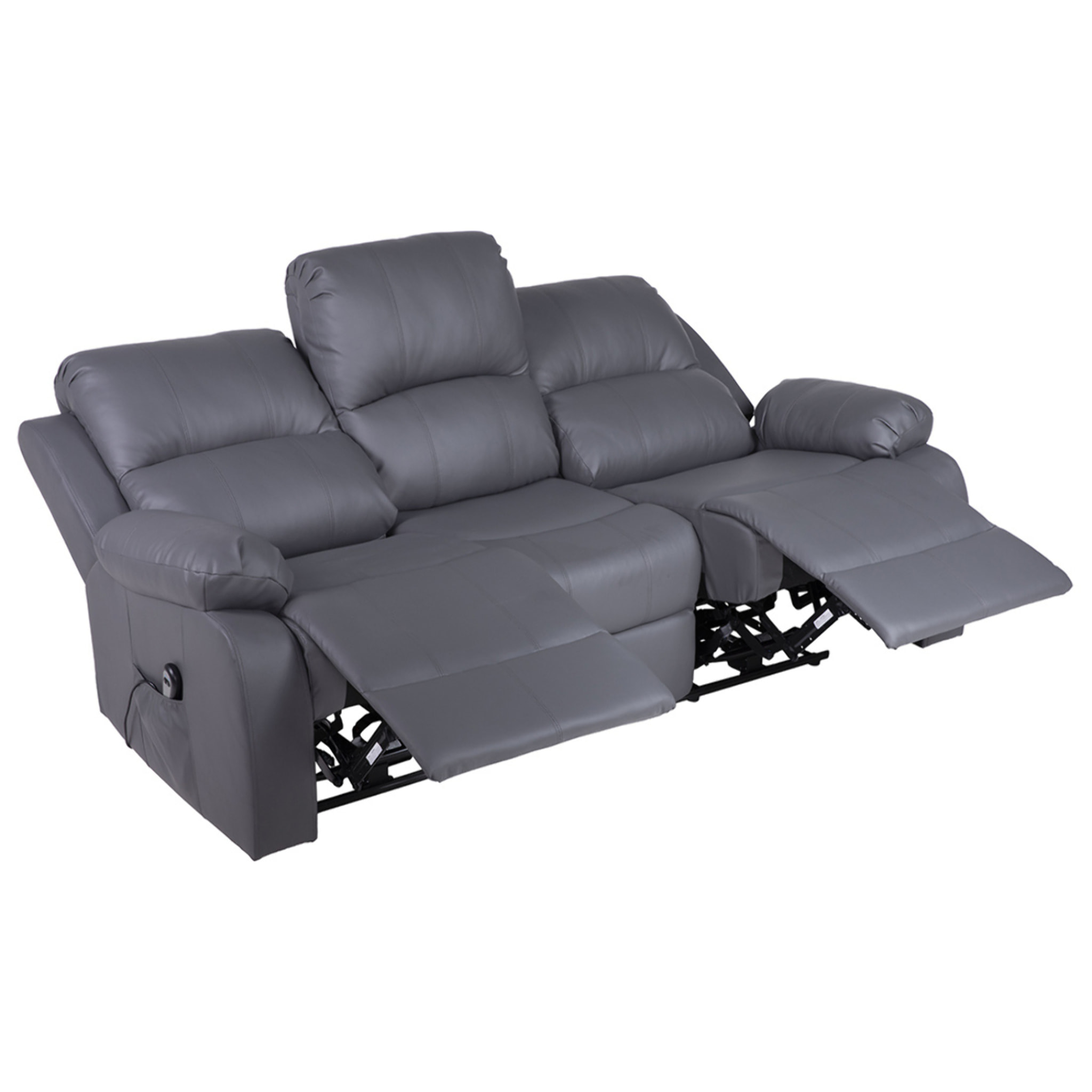 Armand - Canapé 3 places relax électrique en simili - Gris