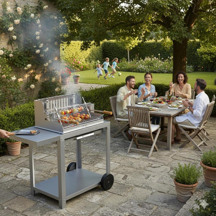 Barbecue Mendy Inox 54*32 Sur Chariot - LE MARQUIER
