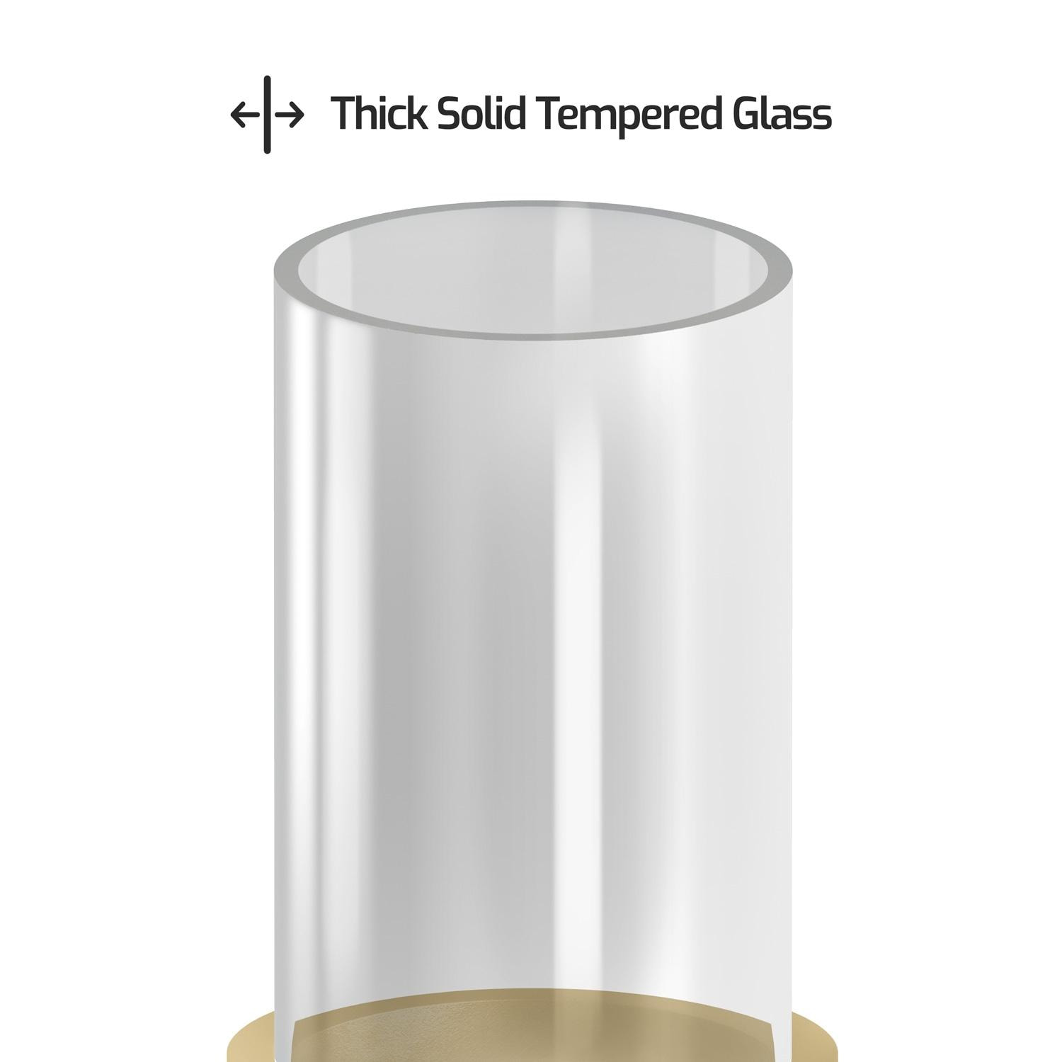 Tito - Caminetto bioetanolo terra 1 bruciatore da 0.4L appoggio acciaio inox vetro temperato tortora