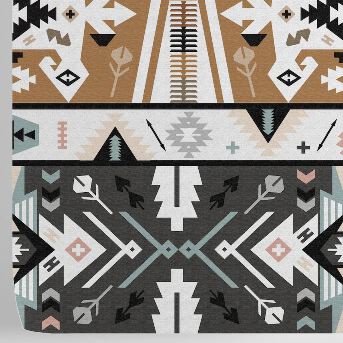 Carta da Parati Azteca Tribale effetto Tappeto Bianca e Nera