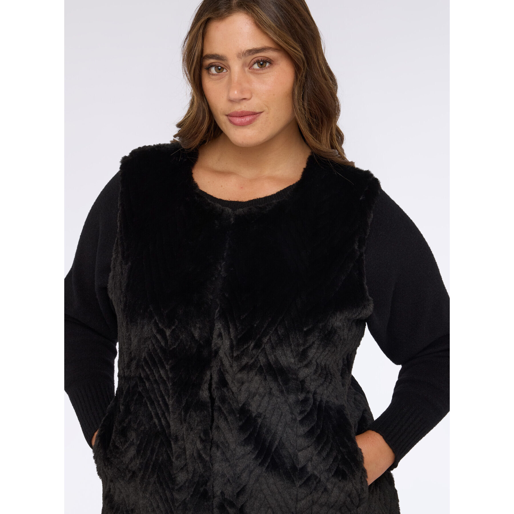 Fiorella Rubino - Gilet effetto peluche - Nero