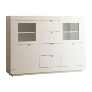 Buffet Sisal -bois massif et panneau de mdf-couleur laqué blanc mat 145 x 105 x 30 cm