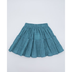 FALDA VOLANTES VOILE ESTRUCTURA AZUL