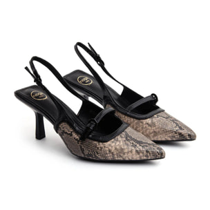 Slingback python-glam - NERO