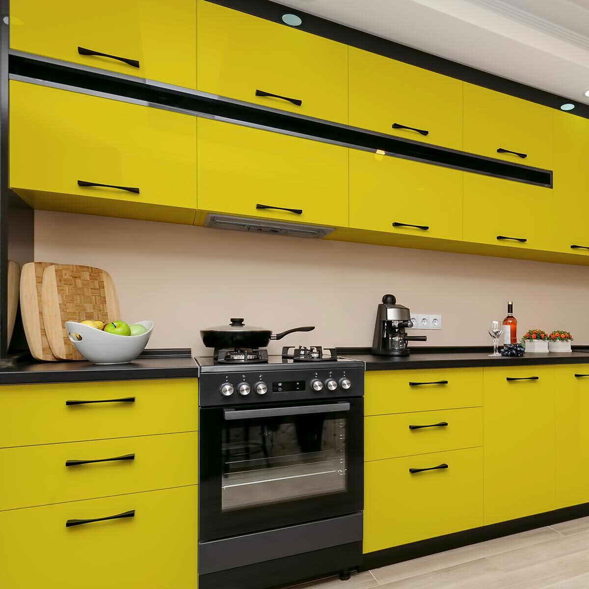 Rouleau adhésif décoratif Vinyle au Mètre - Jaune canari - Sticker Lavable Imperméable Mur Cuisine Meubles