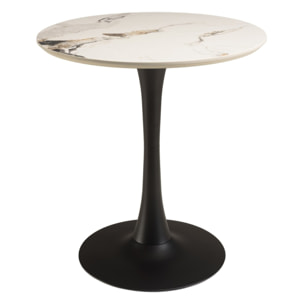 ICARE - Ensemble n°3: table bistrot D70cm en céramique marbré clair