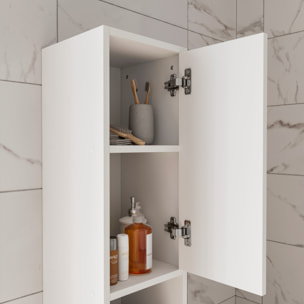 Armadio Armadietto Mobile Alto Bagno Multiuso Colonna 2 Ante 6 Ripiani Salvaspazio Mobiletto Asciugamani Ingresso Camera Letto 180x30x30 Cm Bianco