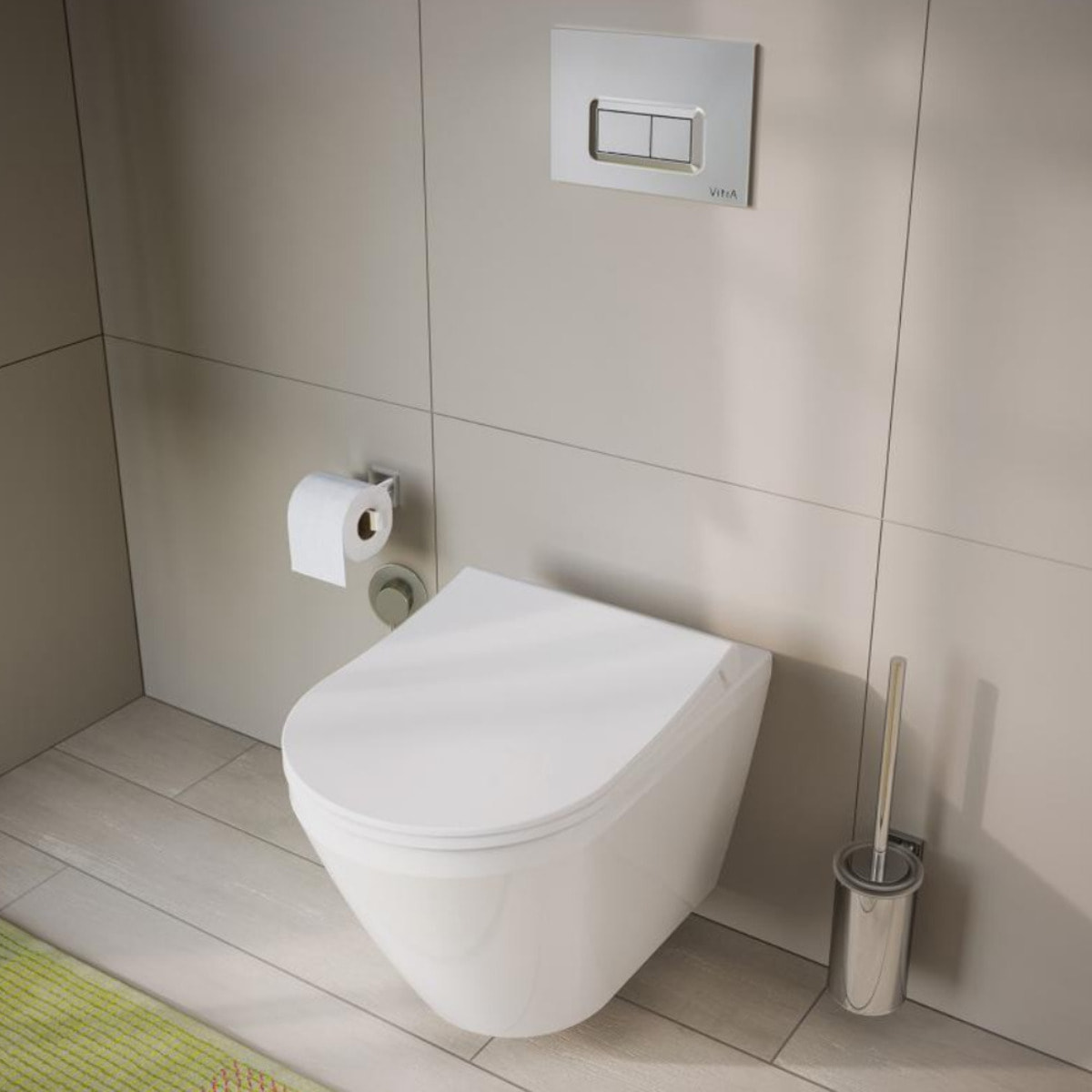 Pack Bati-support Geberit Duofix 112cm + WC sans bride Vitra Integra + Abattant softclose + Plaque blanche