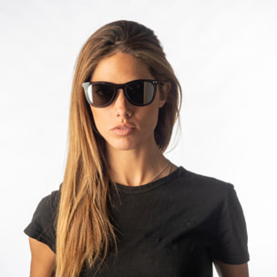 Gafas de sol PALO ALTO ARLES - Negro transparente / De espejo plateada y patillas de metal negro mate