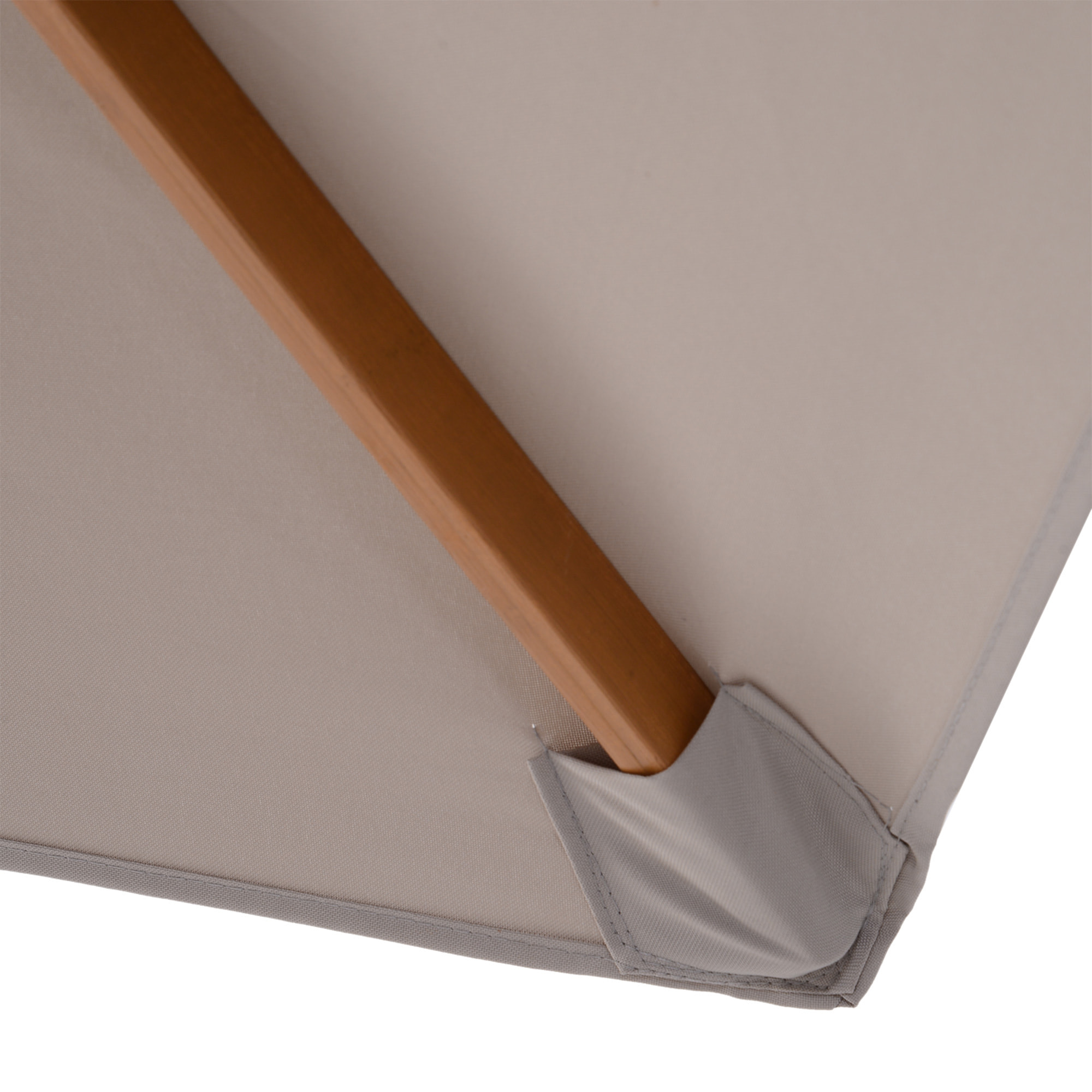 Sombrilla Parasol de Madera Ø250x230 cm para Exterior con 6 Varillas Sistema de Cuerda con Fijación Desmontable Portátil Fácil de Guardar y Transportar Gris