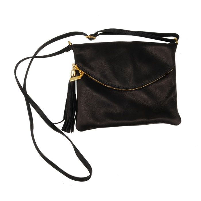 Borse Donna colore Nero-in pelle Made in Italy 18x20x2cm