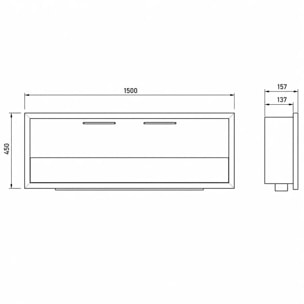 Furore 150 - Camino a Bioetanolo da Incasso 150x45x15 cm con Bruciatore 2lt in Acciaio