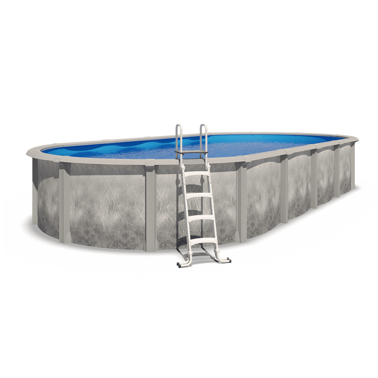 Piscine hors sol acier et résine ovale 9,15 x 4,55 x 1,32 m gris dégradé LIBERTY