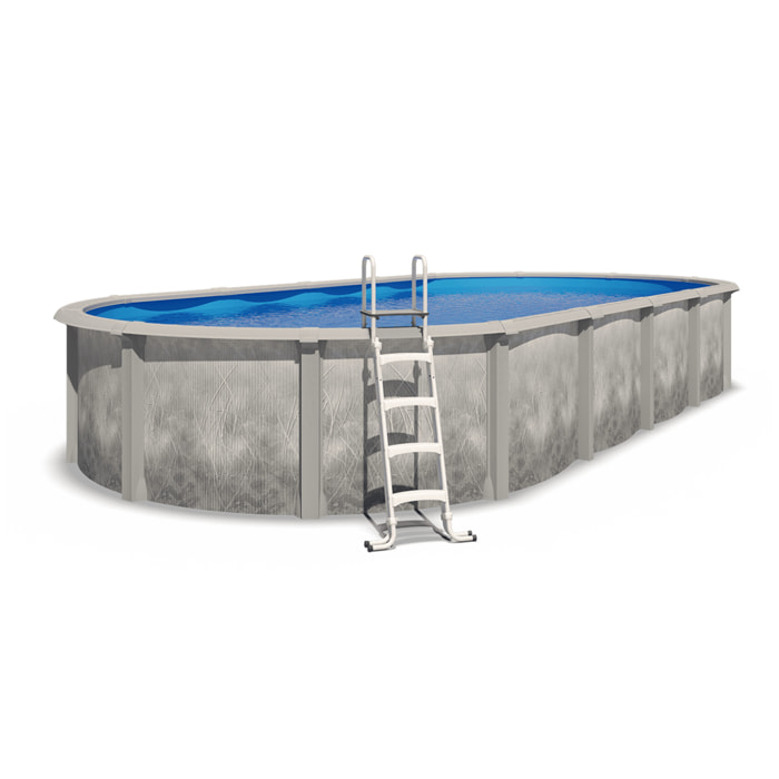 Piscine hors sol acier et résine ovale 9,15 x 4,55 x 1,32 m gris dégradé LIBERTY