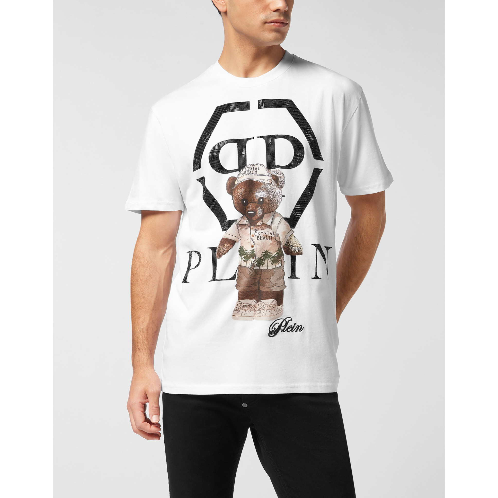 PHILIPP PLEIN Camiseta de cuello redondo y manga larga TEDDY