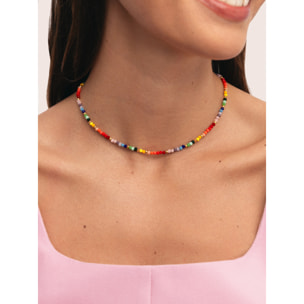 Collar Crystals Rainbow Acero Baño Oro