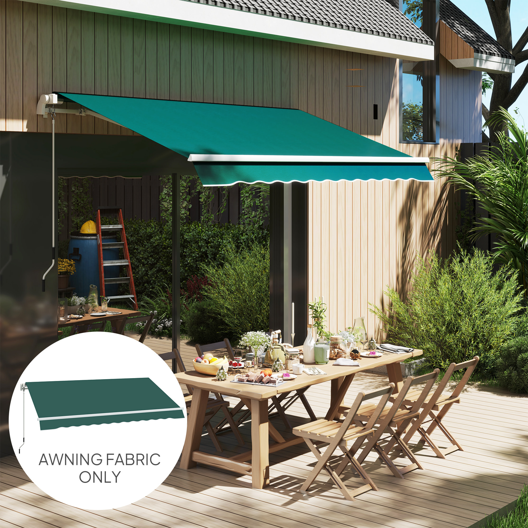 Techo de Repuesto para Toldo 282x250 cm, Lona para Toldo con Protección UV 50+, Impermeable, Tela de Repuesto para Patio, Terraza, Jardín, Balcón, Verde