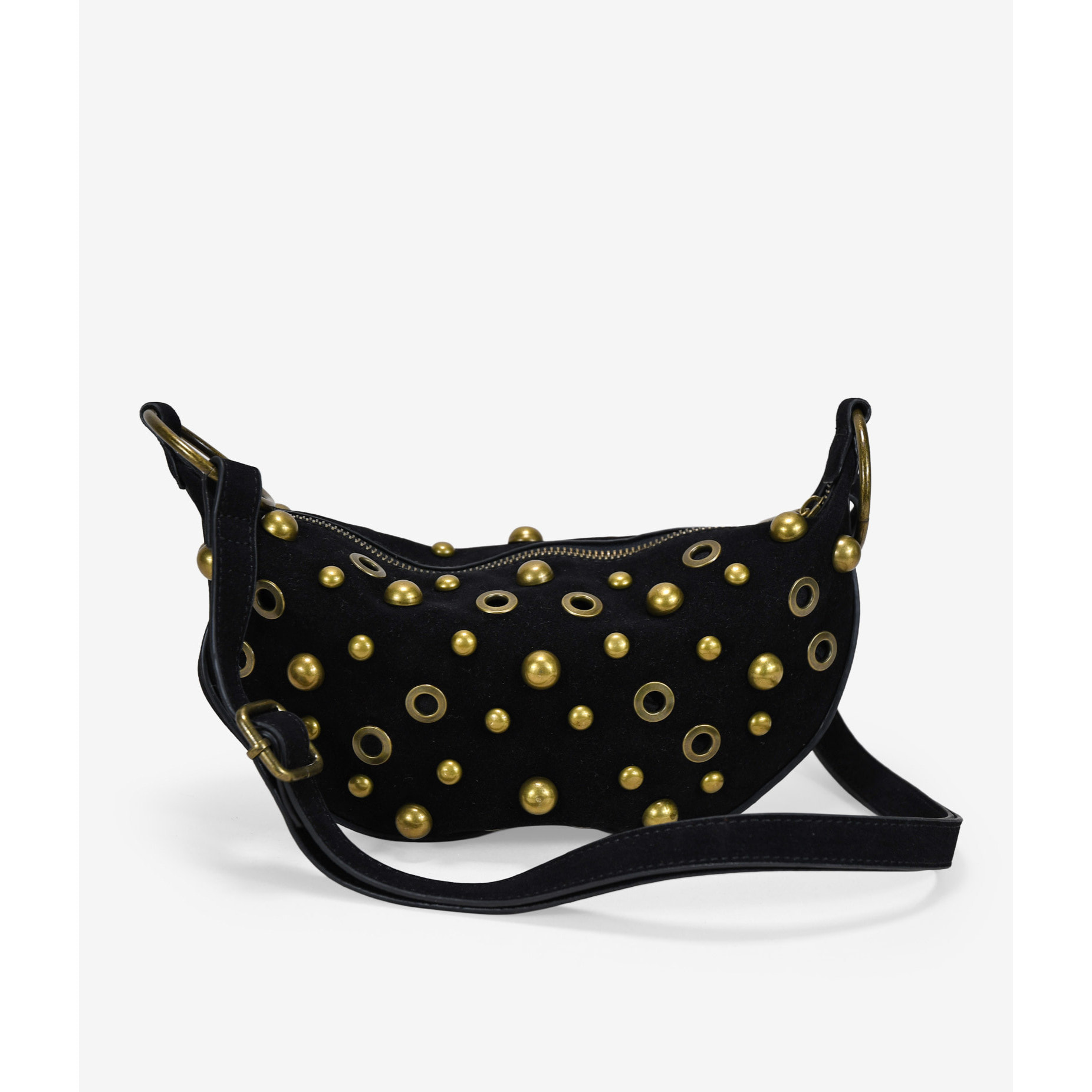 Bolso bandolera negro con tachas doradas