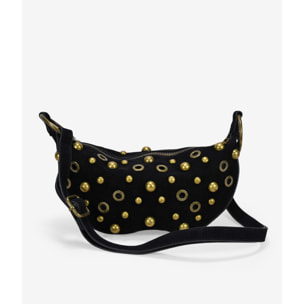 Bolso bandolera negro con tachas doradas