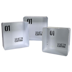 Set di 3 mensole in metallo Bristol bianco quadrata cm40,5x15h40,5