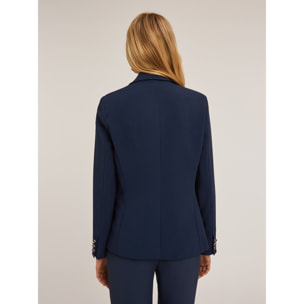 Motivi - Chaqueta de traje de botonadura sencilla en tejido crepé - Azul