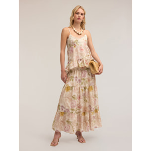 Motivi - Top in mussola di cotone fantasia floreale - Rosa cipria