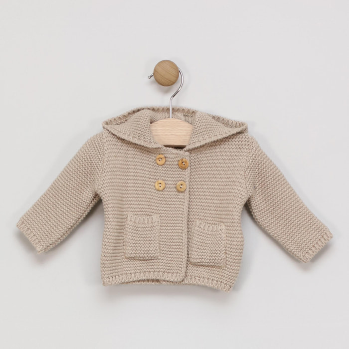 Cardigan con cappuccio colore sabbia