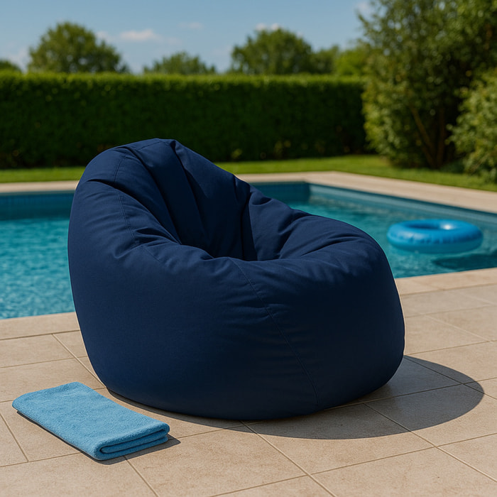 Pouf poire d'extérieur 130x115cm bleu marine KAYAR