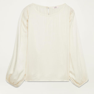 Oltre - Blusa en raso de viscosa - Blanco