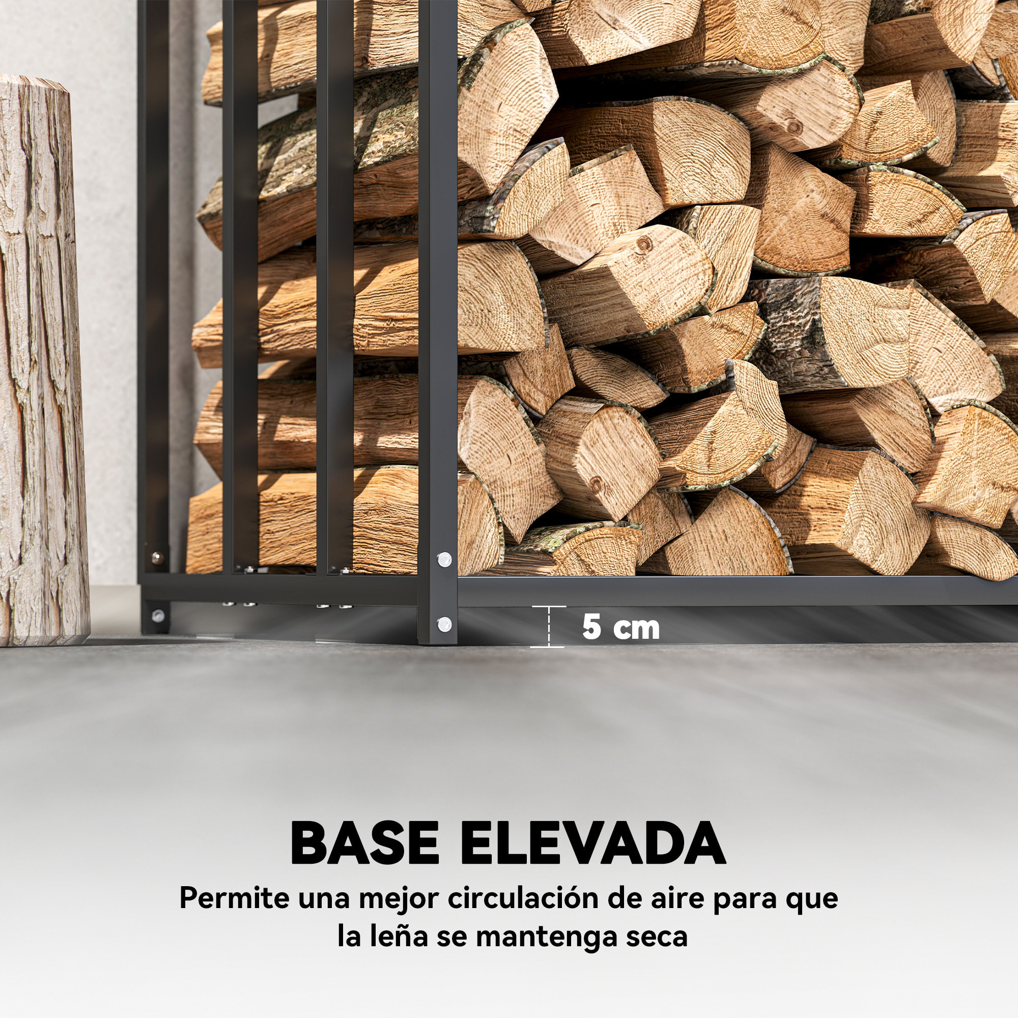 Estante de Leña Metálico, 140x70x154 cm, Leñero Exterior con Cubierta Impermeable 600D Oxford, Marco de Acero, Soporte para Leña de Chimenea, Carga 300 kg, para Jardín, Terraza