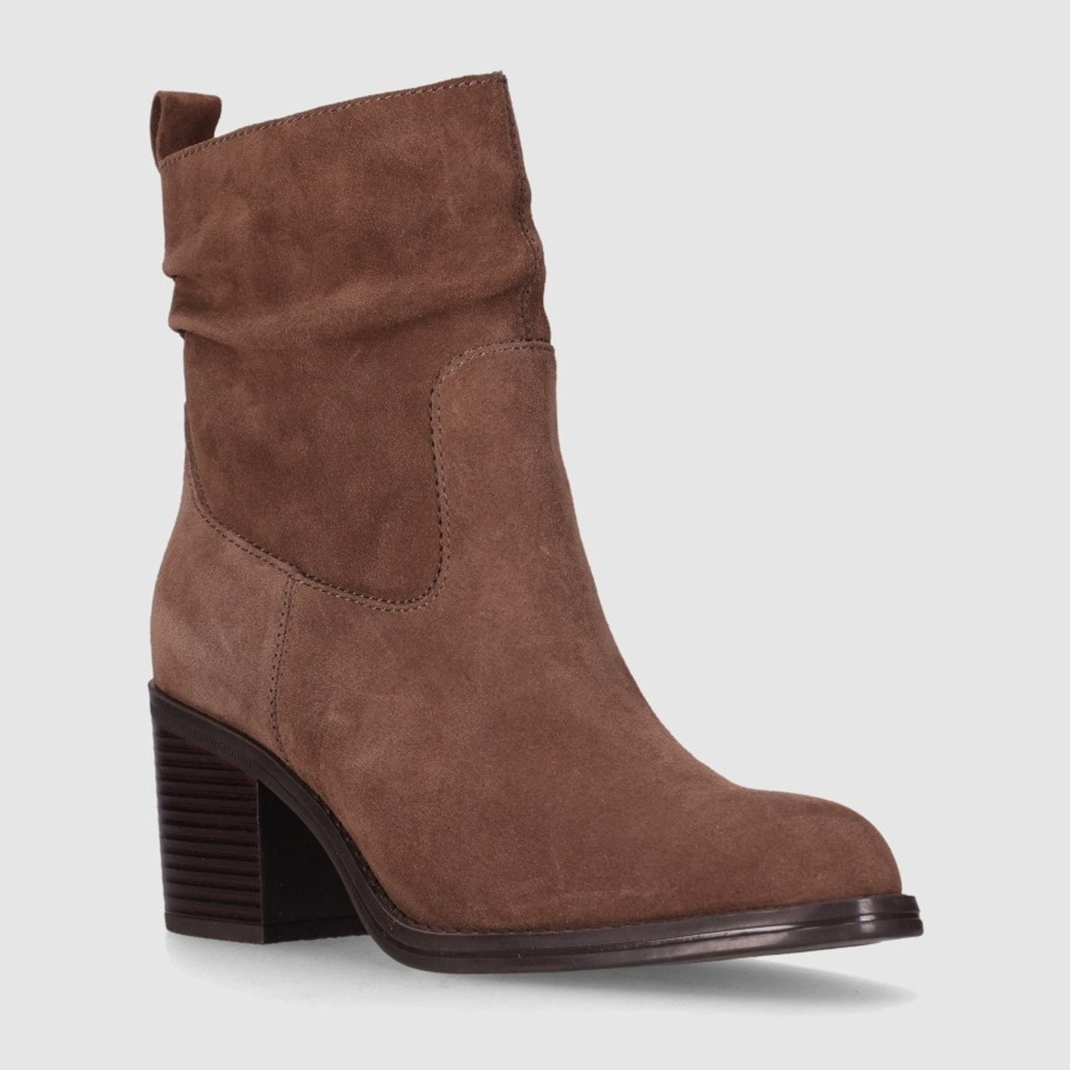 Botines de Serraje - Taupe - Tacón: 5 cm