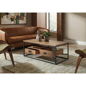 Mesas de Centro de Madera de Mango 120 Cm Estilo Industrial
