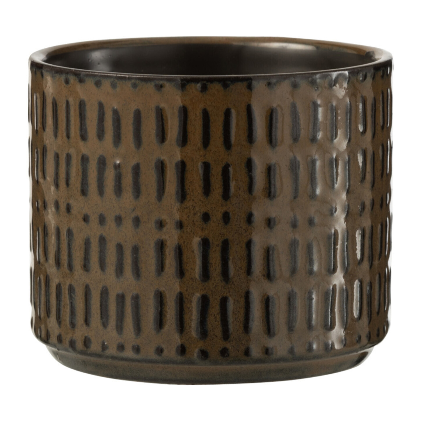 J-Line cache-pot Lignes - céramique - noir/brun - small - 2 pièces - Ø 12 cm