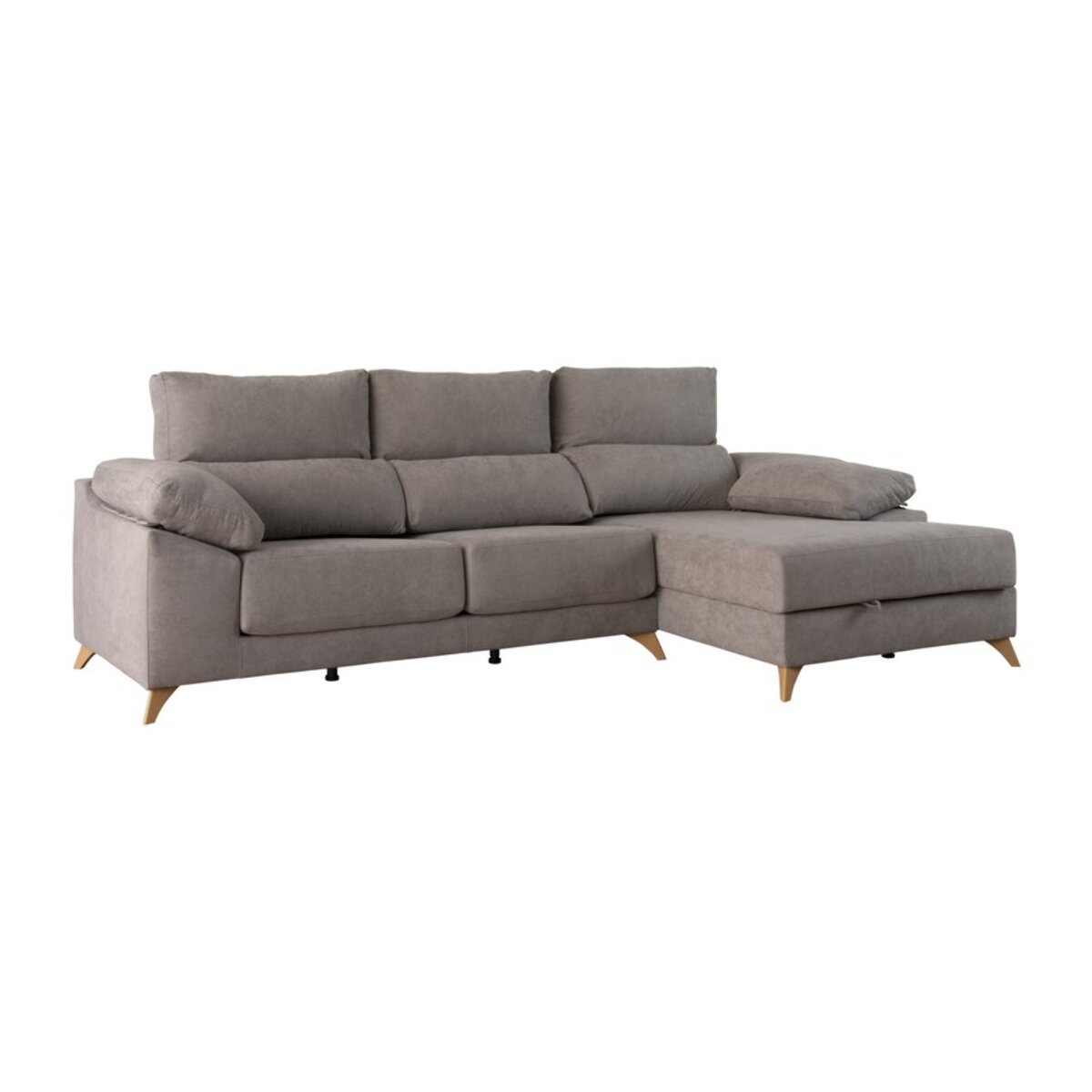 Canapé d'angle Dandy -textile, mousse pu, bois et panneau de particules-couleur gris 295 x 103 x 170 cm